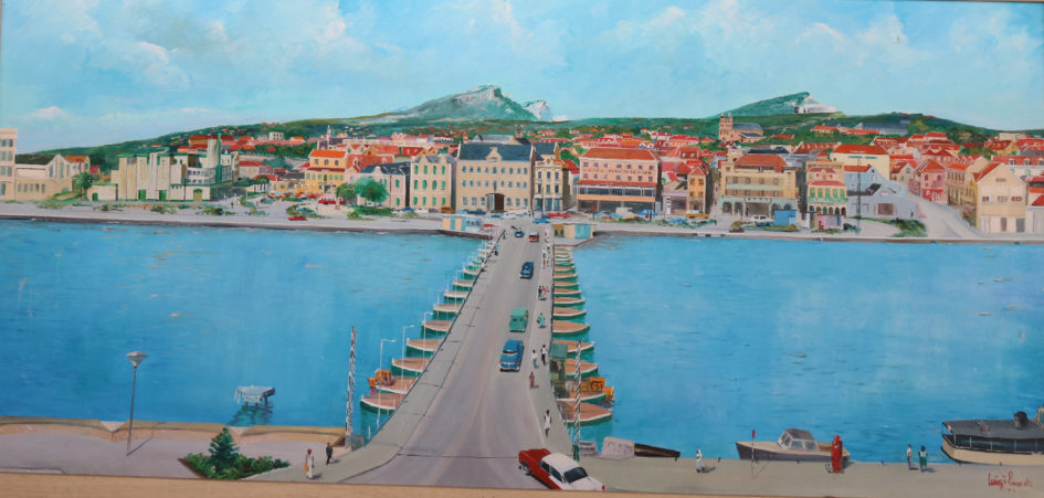 Plaza Brion and the floating pontoons bridge named Queen Emma Bridge